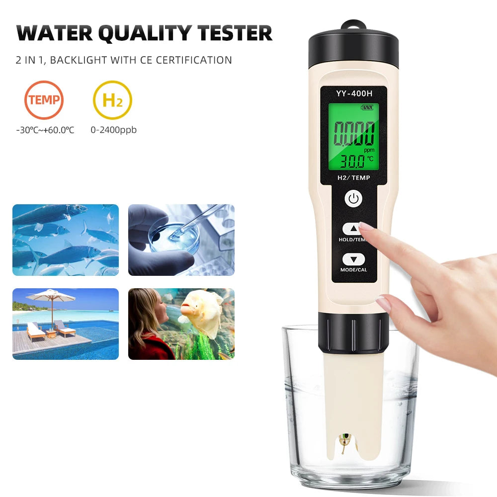 4 in 1 ORP H2 Temperature PH  Meter Hydrogen-rich Test Pen Water Quality Purity Detector Analyzer for Aquarium Pool Hydroponic
