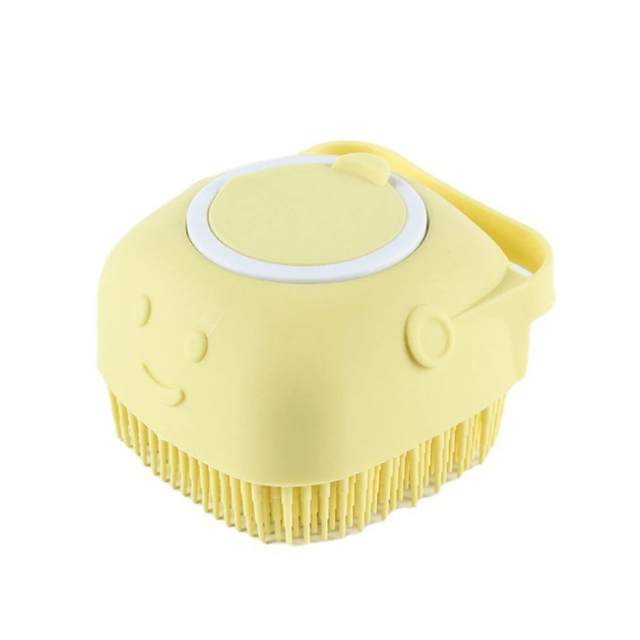 Soft Dog Bath Brush with Shampoo Dispenser - Gentle Massage Grooming Tool for Dogs & Cats