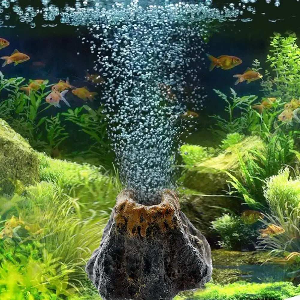 Simulated Volcano Fish Tank Landscaping Accessory – Aerator & Bubble Stone for Aquarium Oxygen Pump