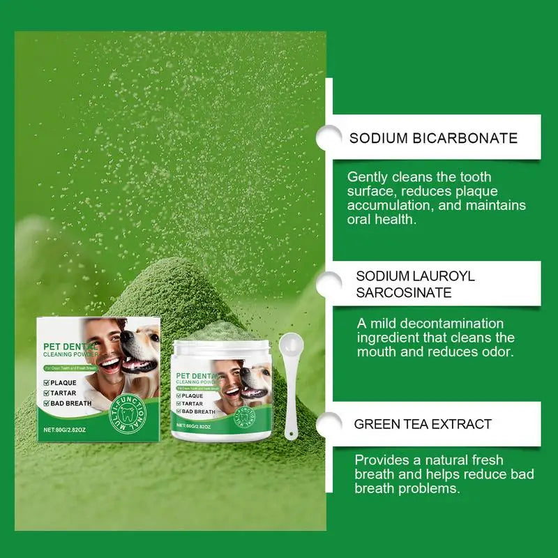 Premium Pet Dental Powder - Natural Tooth Cleaner & Breath Freshener for Dogs