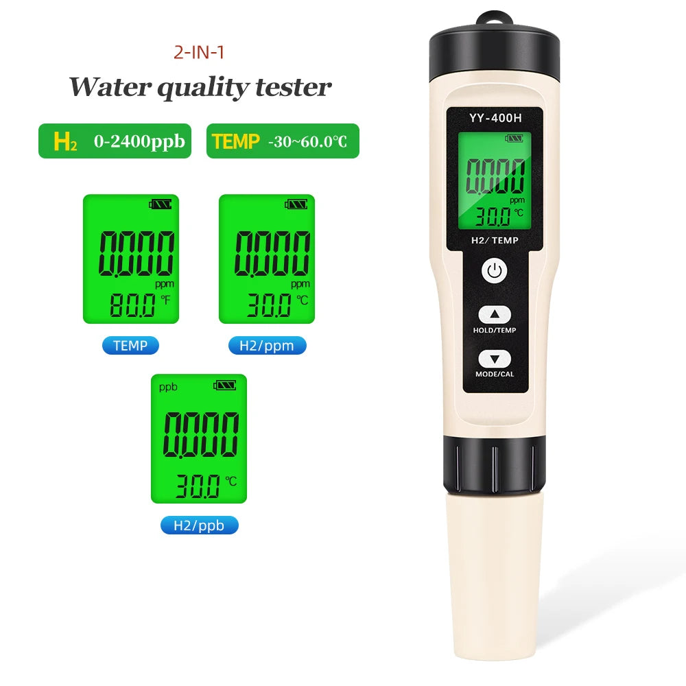 4 in 1 ORP H2 Temperature PH  Meter Hydrogen-rich Test Pen Water Quality Purity Detector Analyzer for Aquarium Pool Hydroponic