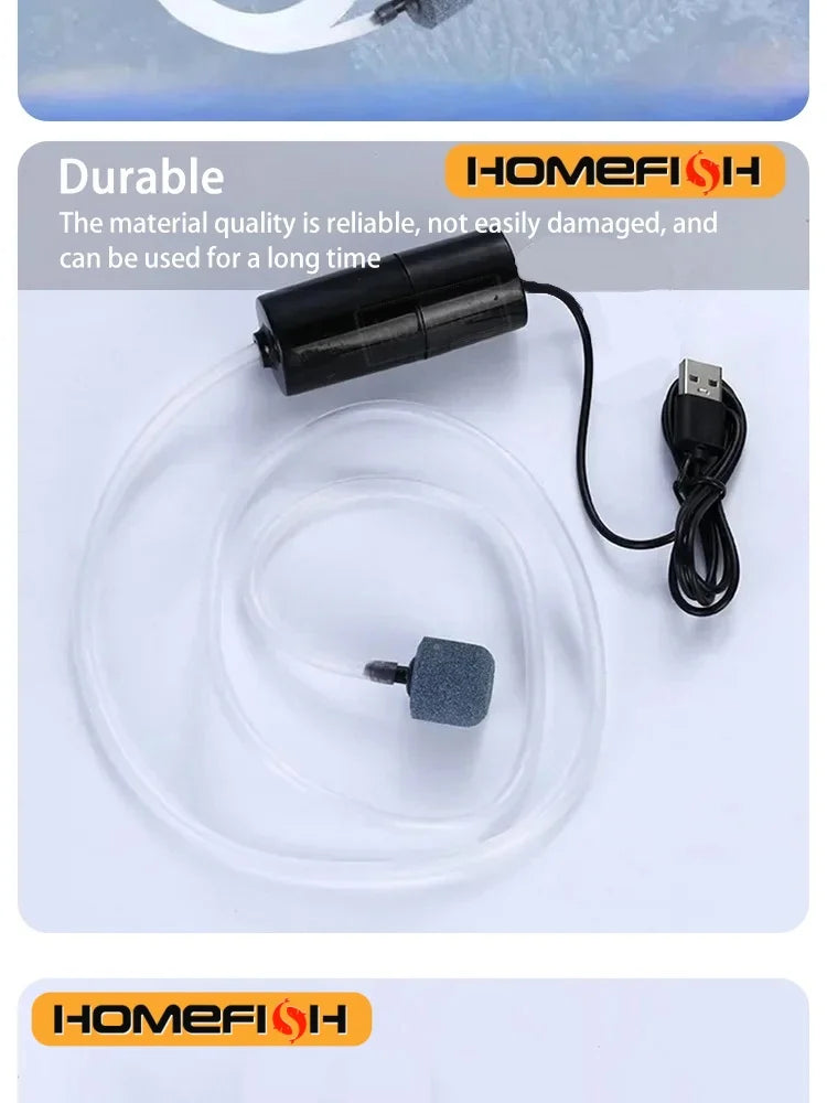 Portable USB Aquarium Air Pump - Mini Oxygenator for Fish Tanks
