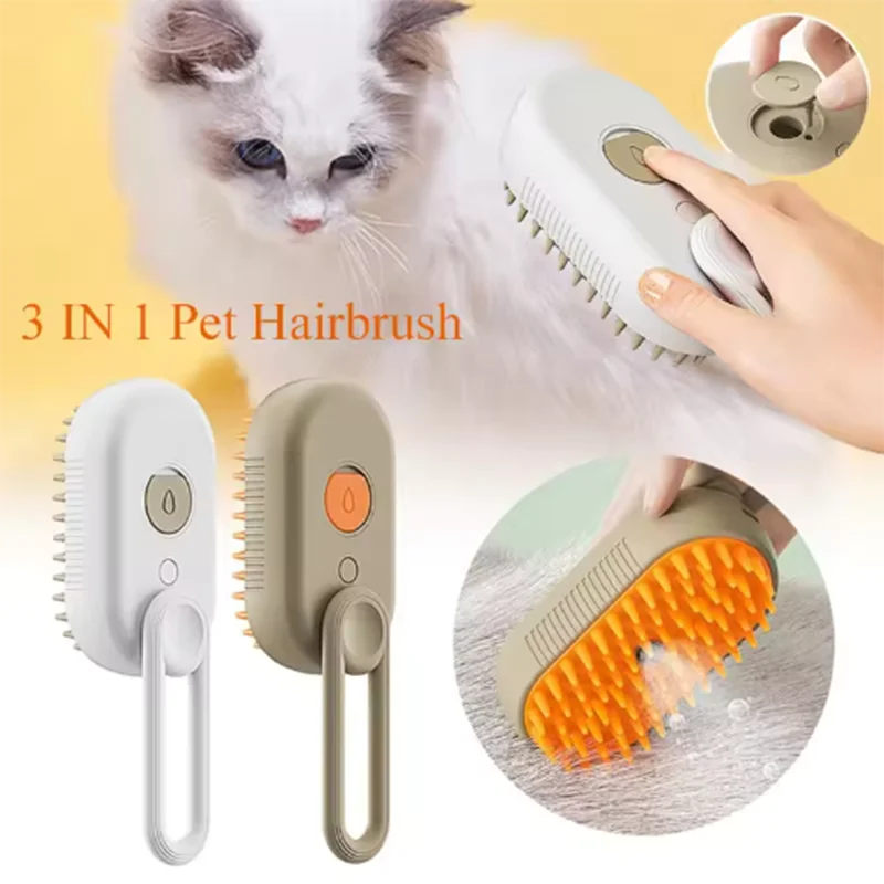New Cat Dog Pet Spray Massage Brush One Button Steam Spray Folding Rotatable Floating Hair Bath Hair Removal Brush Comb