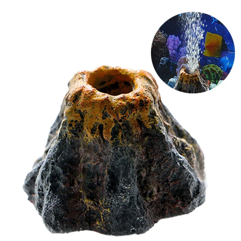 Simulated Volcano Fish Tank Landscaping Accessory – Aerator & Bubble Stone for Aquarium Oxygen Pump