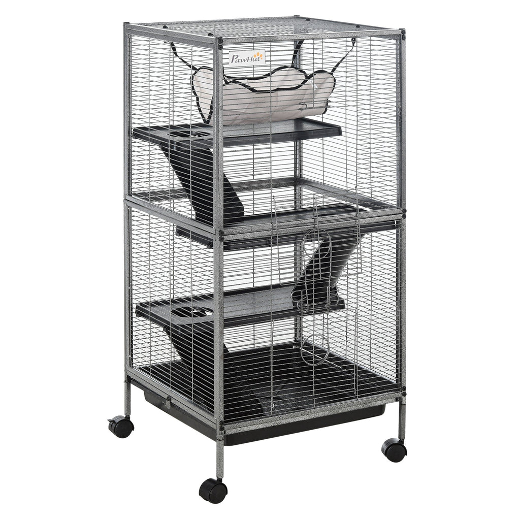 Small Animal Cage with Wheels Pet Home for Chinchillas, Ferrets, Kittens , Hammock, 4 Platforms and Removable Tray-0