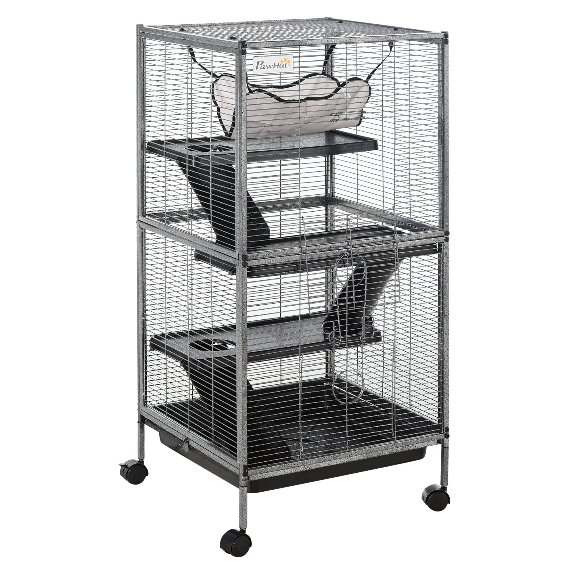 Small Animal Cage with Wheels Pet Home for Chinchillas, Ferrets, Kittens , Hammock, 4 Platforms and Removable Tray-0