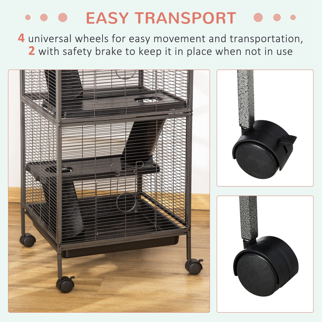 Small Animal Cage with Wheels Pet Home for Chinchillas, Ferrets, Kittens , Hammock, 4 Platforms and Removable Tray-4