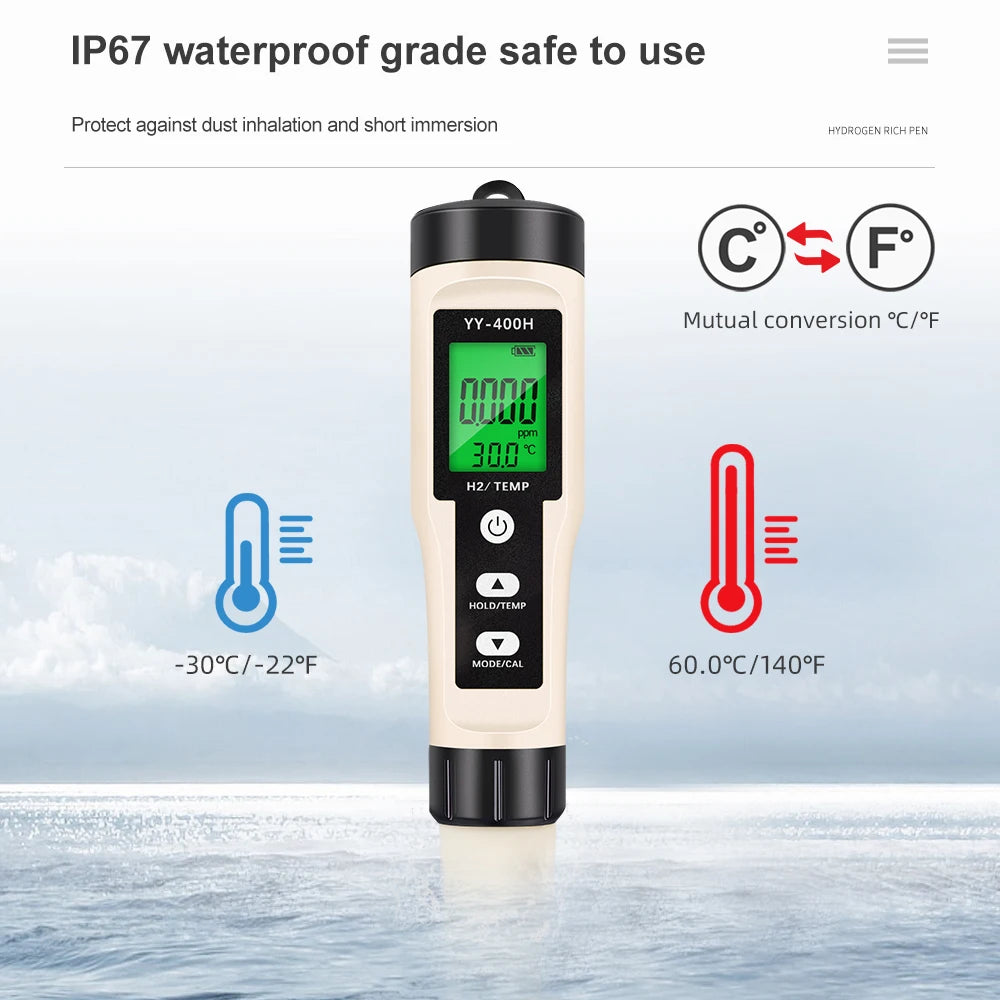 4 in 1 ORP H2 Temperature PH  Meter Hydrogen-rich Test Pen Water Quality Purity Detector Analyzer for Aquarium Pool Hydroponic