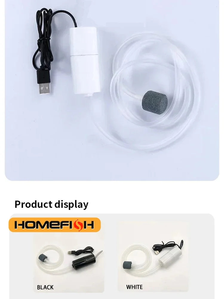 Portable USB Aquarium Air Pump - Mini Oxygenator for Fish Tanks