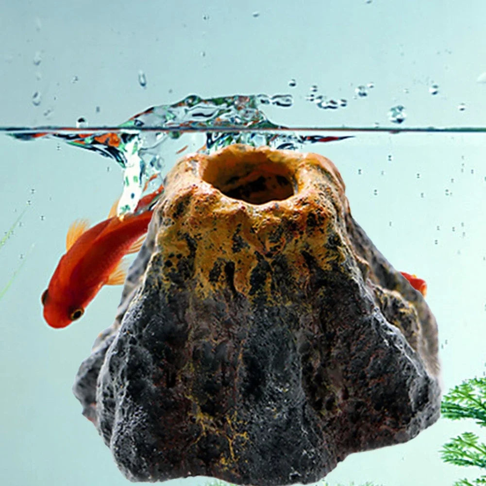 Simulated Volcano Fish Tank Landscaping Accessory – Aerator & Bubble Stone for Aquarium Oxygen Pump