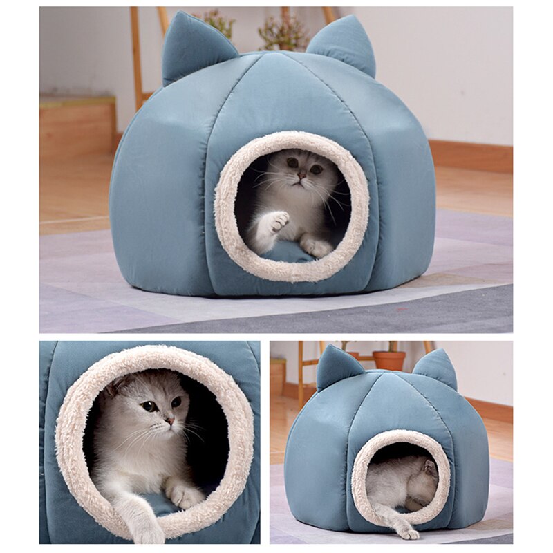 Pet Dog Cat Tent House Kennel Winter Warm Nest Soft Sleeping Sofa Pad Animal Puppy Cave Sleeping Mat Nest Kennel Pet Supplies-0