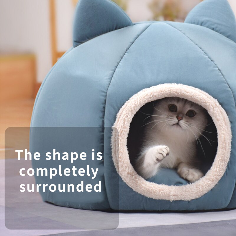 Pet Dog Cat Tent House Kennel Winter Warm Nest Soft Sleeping Sofa Pad Animal Puppy Cave Sleeping Mat Nest Kennel Pet Supplies-3