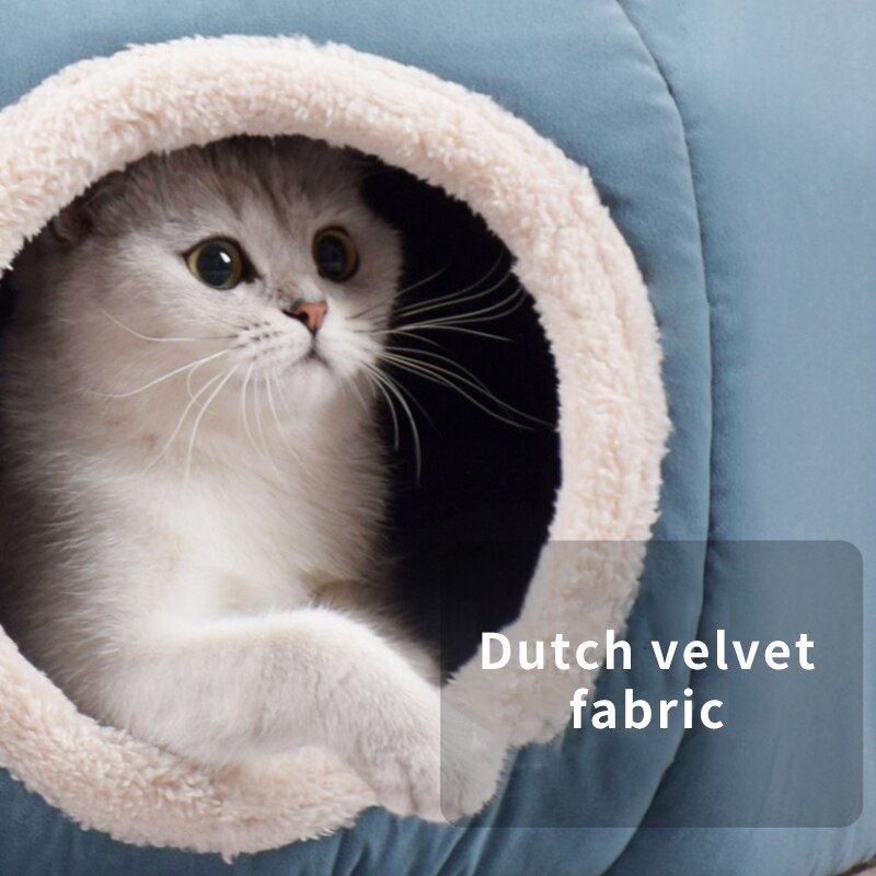 Pet Dog Cat Tent House Kennel Winter Warm Nest Soft Sleeping Sofa Pad Animal Puppy Cave Sleeping Mat Nest Kennel Pet Supplies-1